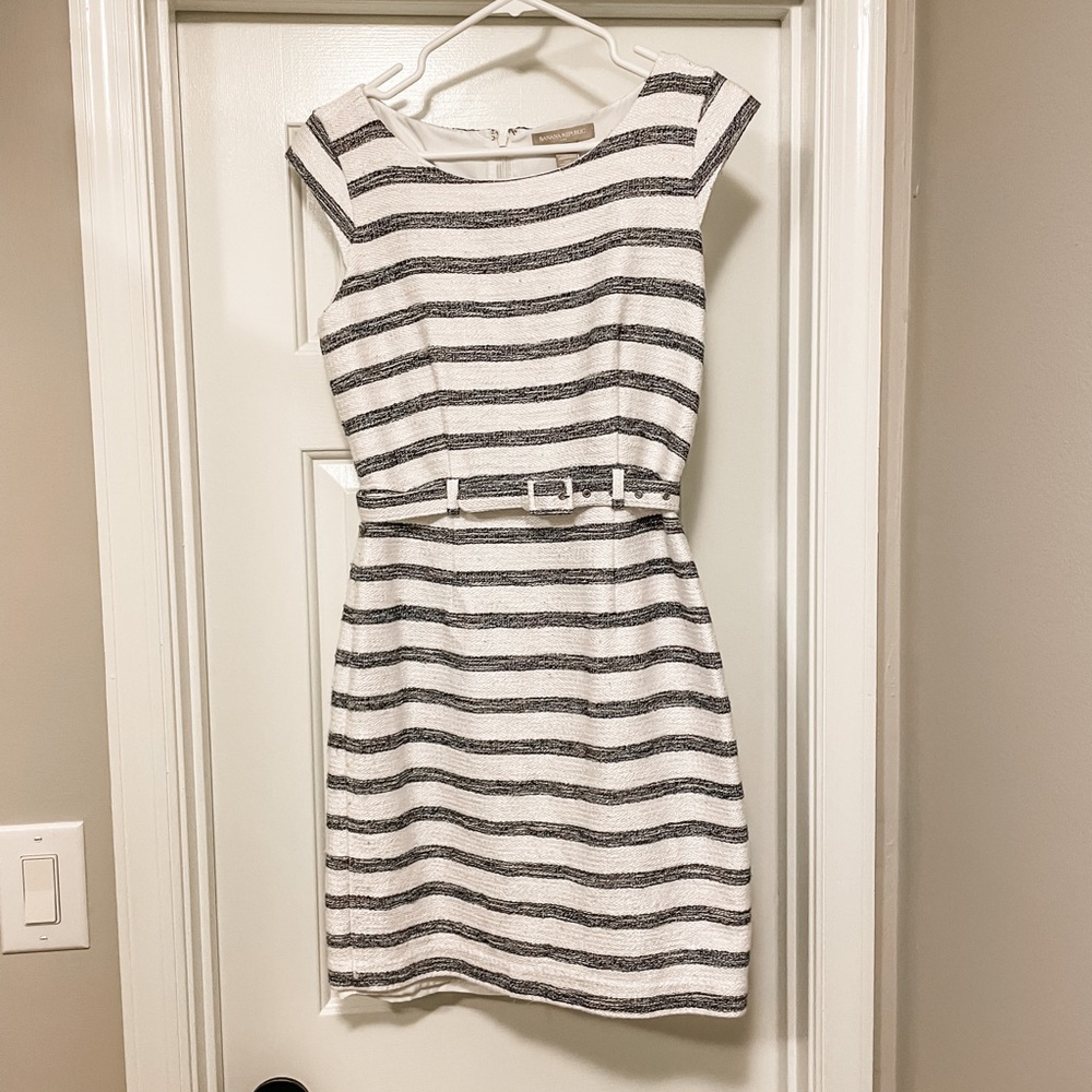 Banana Republic navy and white stripe dress